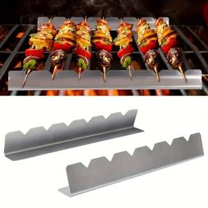 2db Készlet Többfunkciós Rozsdamentes Acél Kebabsütő, Anti-Deformáció BBQ Karossütő Tartó