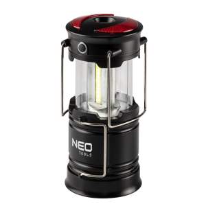 NEO TOOLS Kempinglámpa, 3 funkciós, összecsukható, 200lum, elemes 3xAA, COB LED, 3W 99-030