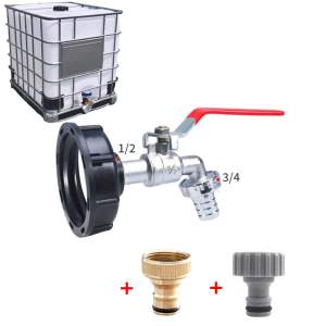 IBC víztartály adapter szórófejjel – 1/2” és 3/4” tömlőcsatlakozóval