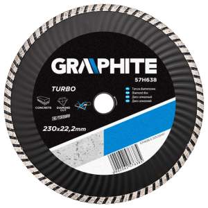 GRAPHITE Gyémánt vágókorong 230mm TURBO HŰTŐBORDÁS 57H638